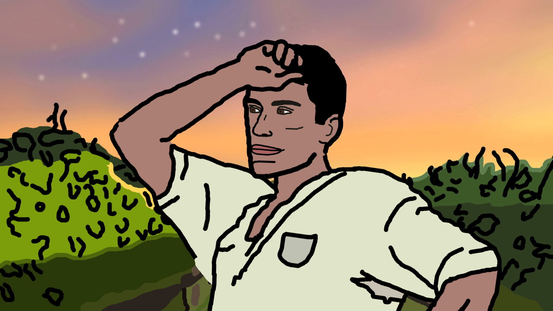 Man wiping his brow