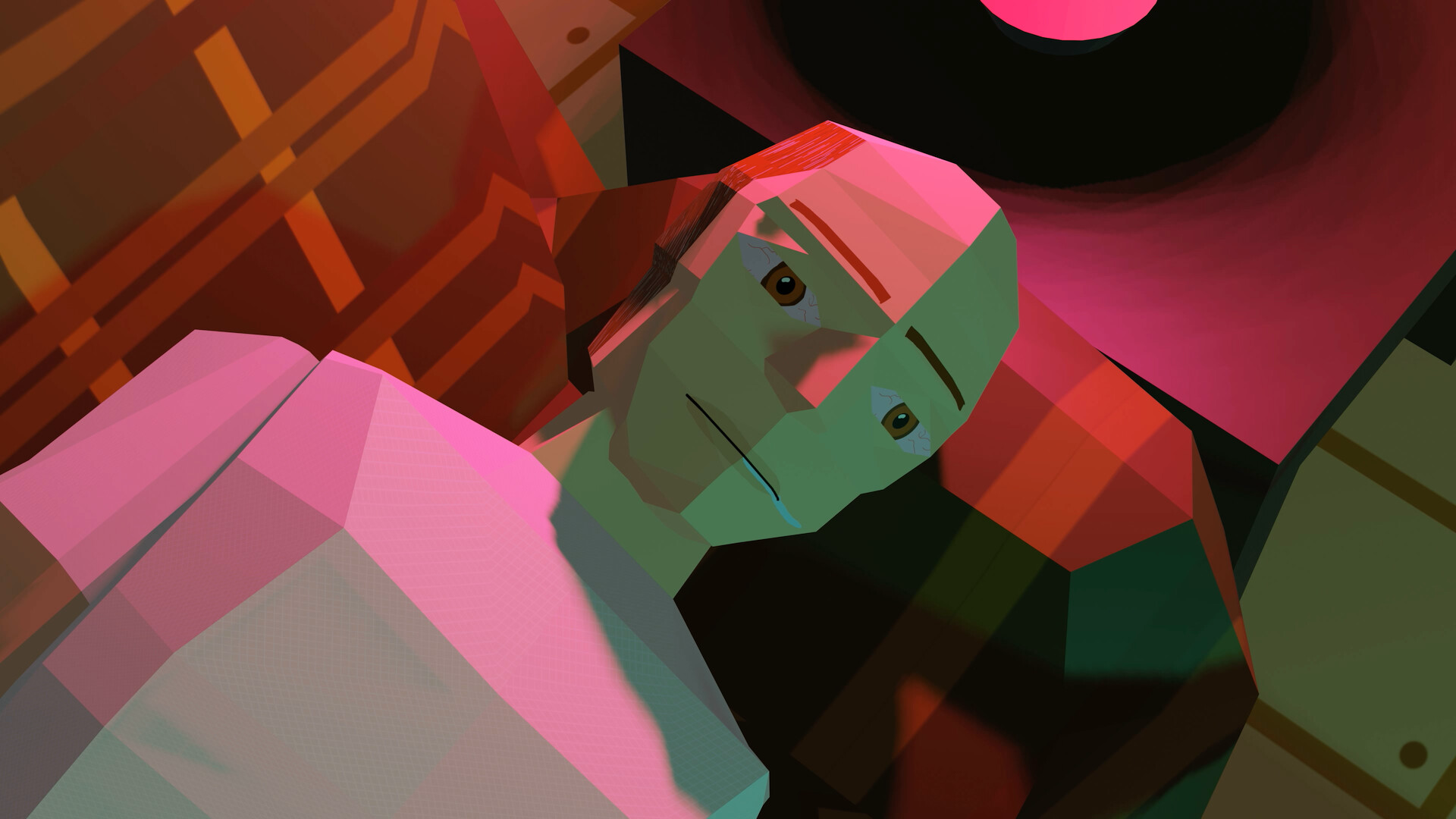 Man with bloodshot eyes lying on couch